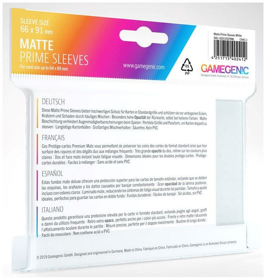 Gamegenic Matte Prime Card Sleeves - White